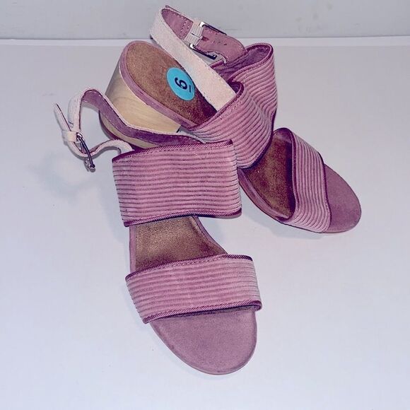 Nwt Toms Poppy  light mauve corduroy 2.5” block wooden heel sandals - Picture 5 of 7